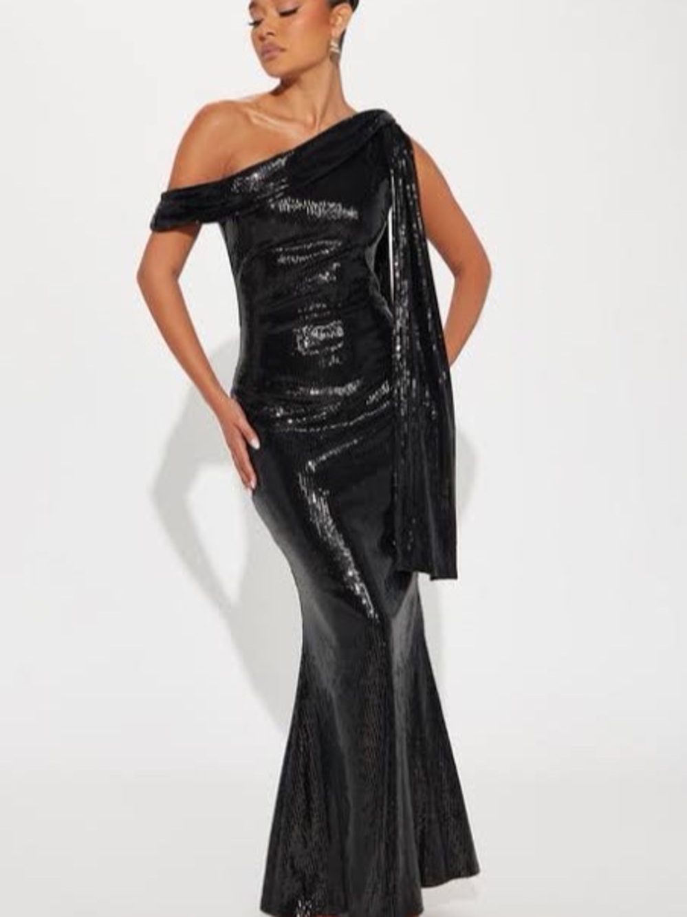 Fashion Nova Florence Sequin Gown Black Maxi Dress